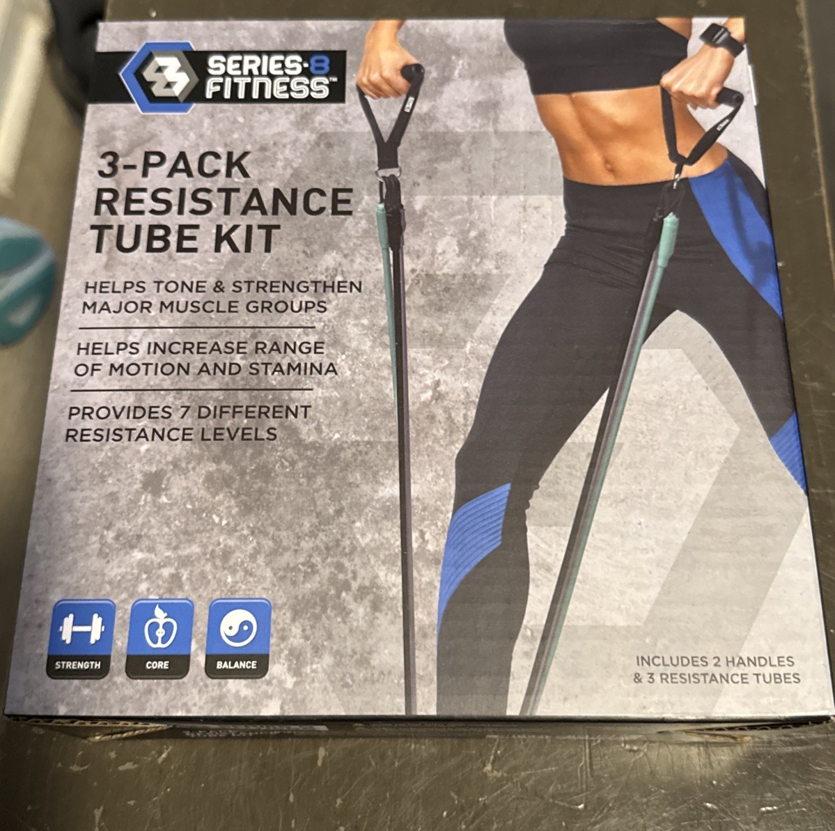 3 Pack 7 Level Resistance Tube Kit for Core, Upper & Lower Body Fitness Exercise