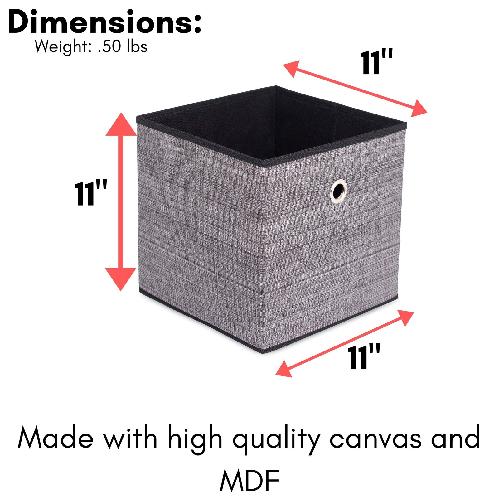 Canvas Storage Bin - 2 Pack - Grey - Box Container