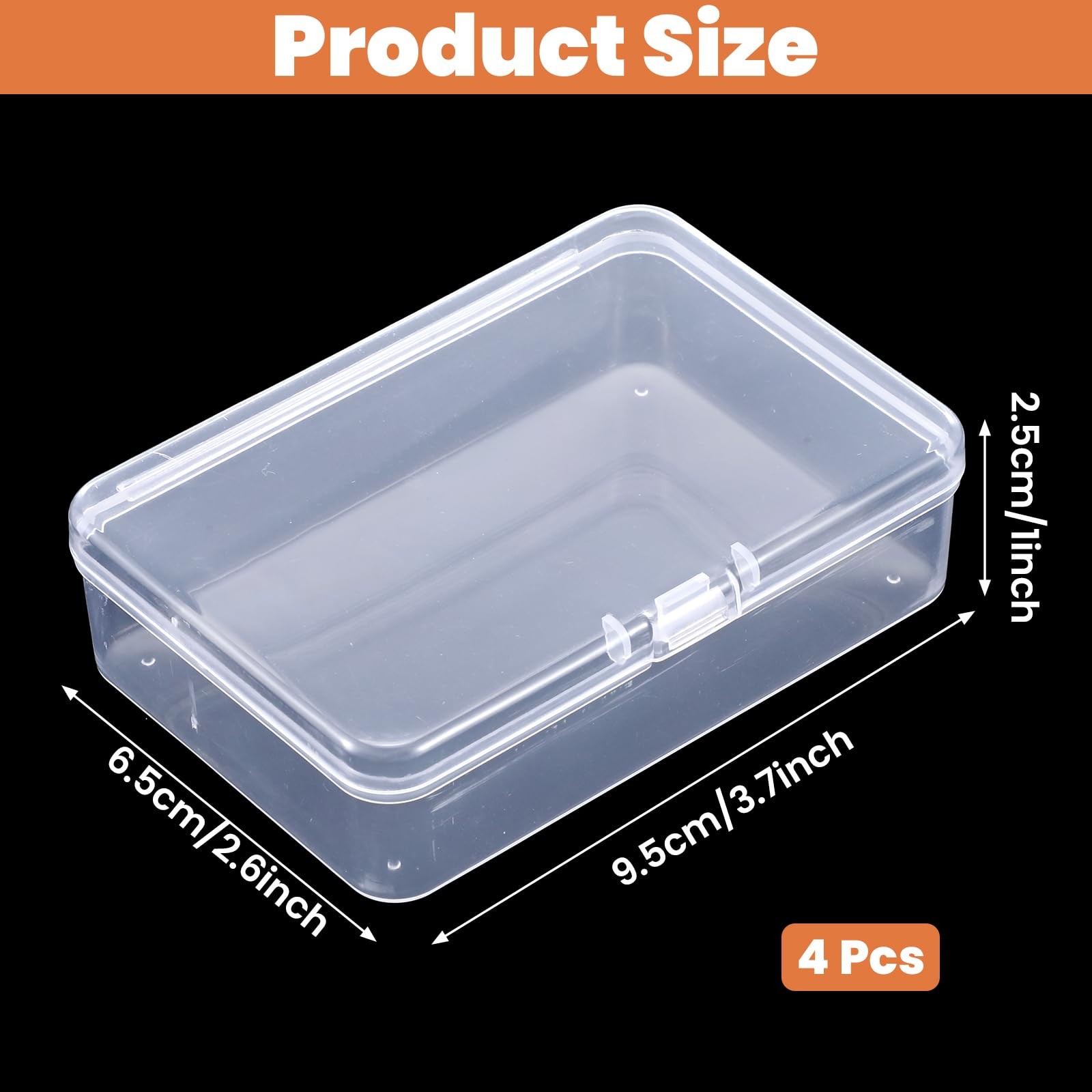 4 Pack Mini Clear Plastic Storage Box with Lid 3.7x2.5x1 Inch Organizer
