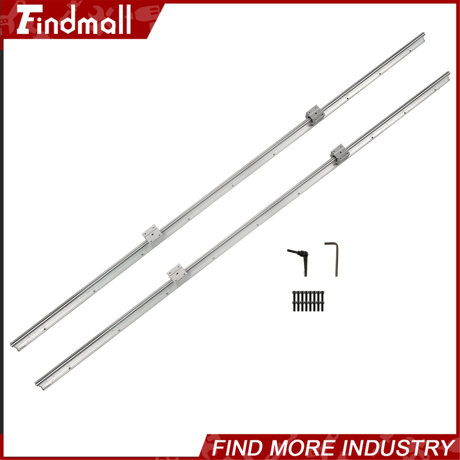 Findmall SBR12 Linear Rail 1500mm Kit w/4 Blocks - For CNC Machine Guide Set