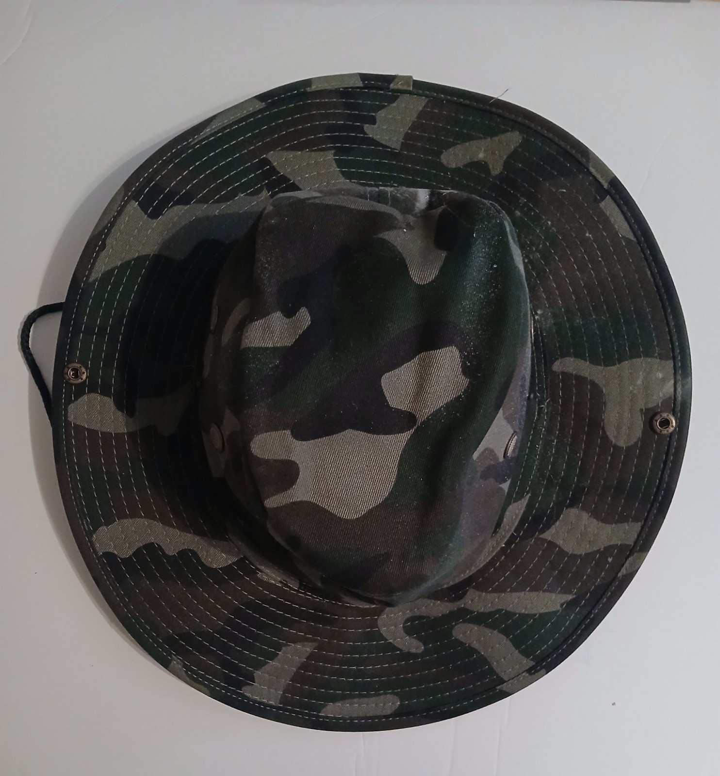 Camouflage Boonie Hat M Cotton Blend Wide Brim Adjustable Chin Strap