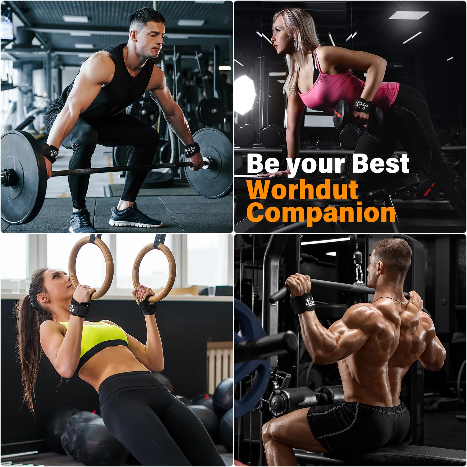 Lifting Wrist Straps for Weightlifting, Double Layer Leather for Weight Lifti...