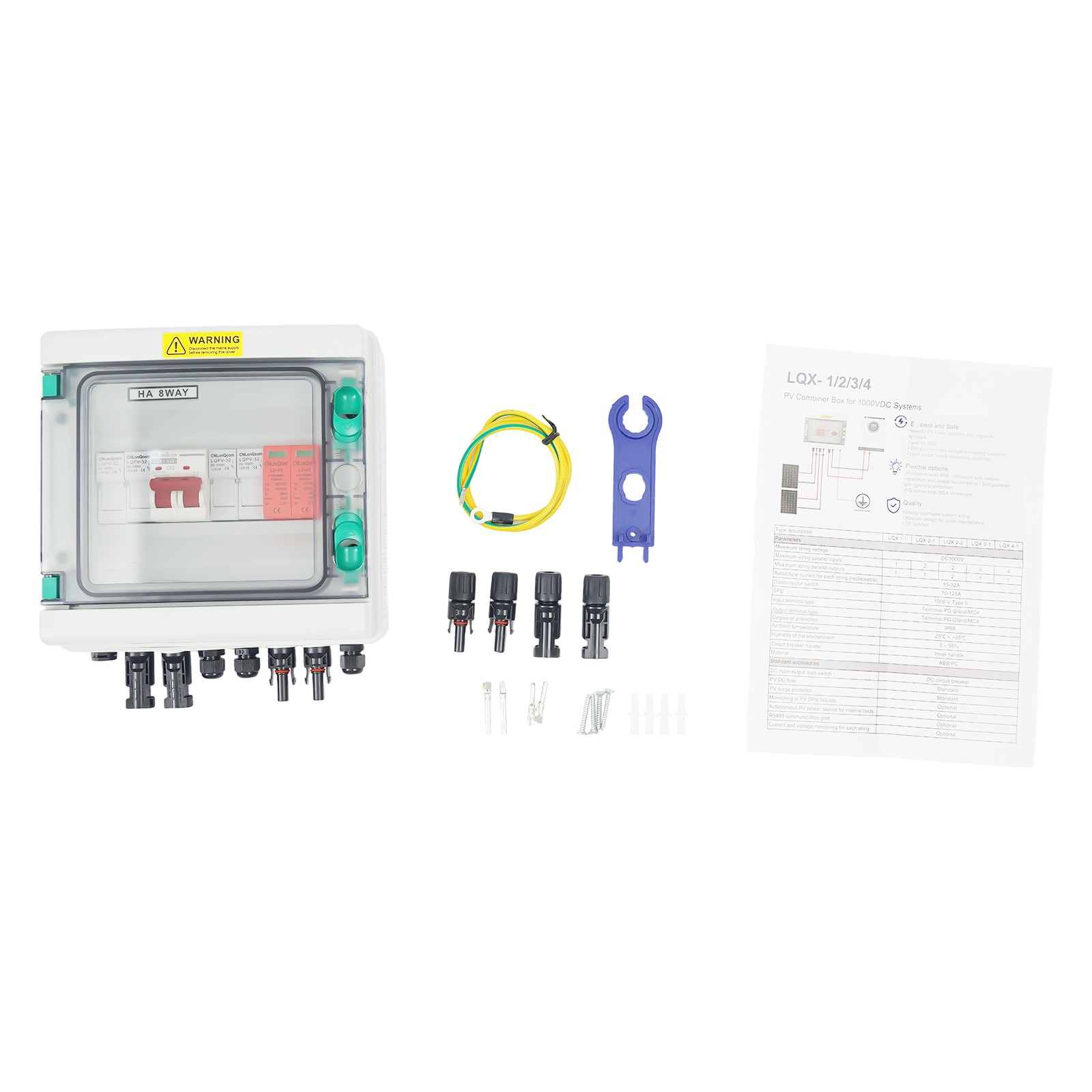 Solar Box 2 String 32 Amp IP65 Waterproof Box DC 500V 32A Circuit Breakers