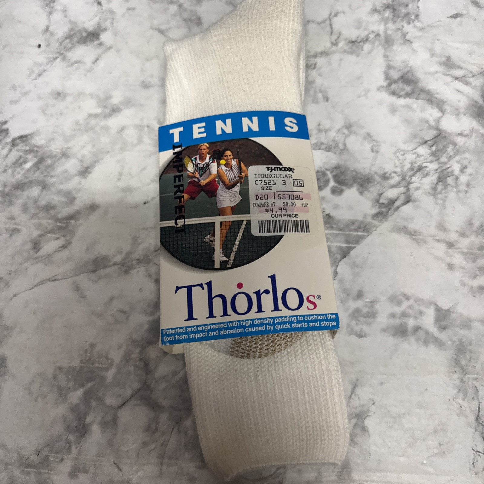 Vintage 1999 Thorlo TX-13 Tennis Socks Padd's Foot Equipment SZ 9-12.5 MADE USA-