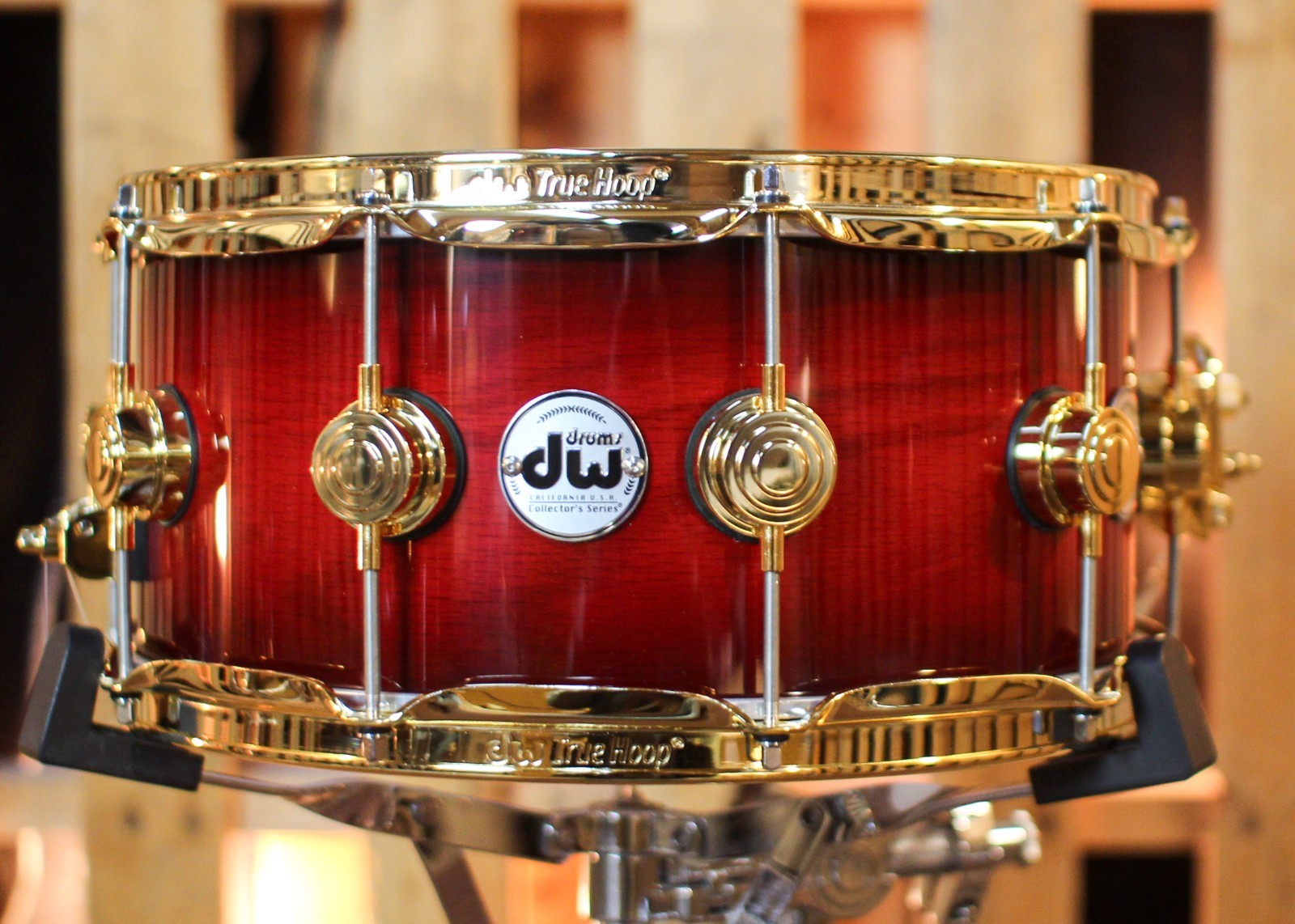 DW 6.5x14 Collector's Pure Oak HVLT Red to Black Burst Snare Drum - SO#1424767