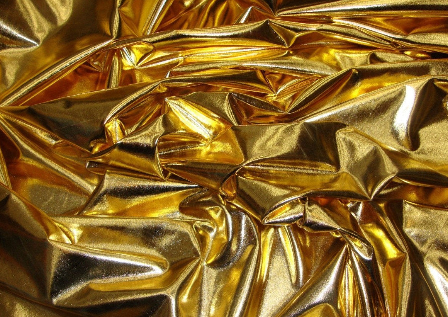 GOLD 4 way stretch foil metallic spandex fabric SOLD BY THE YARD 60" Wide