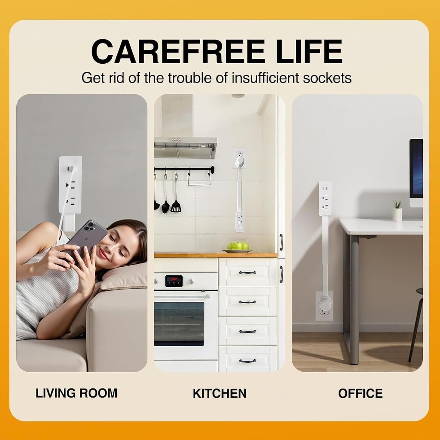 Electrical Outlet Expander Power Socket Rotating Sticks Sofas Nightstands Desk