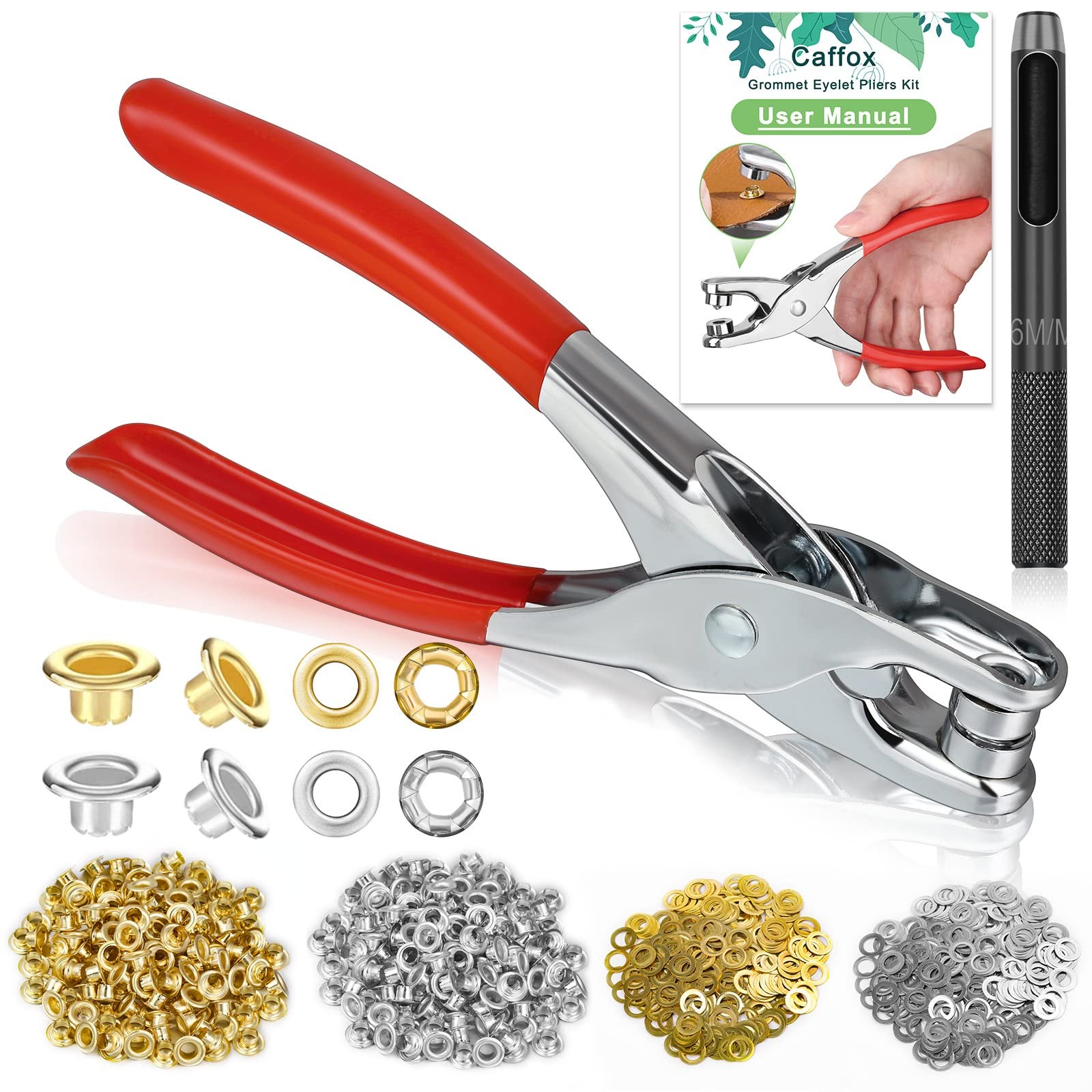 1200PCS 1/4 Inch Eyelet Grommet Tool Kit with Metal Eyelets and Washers