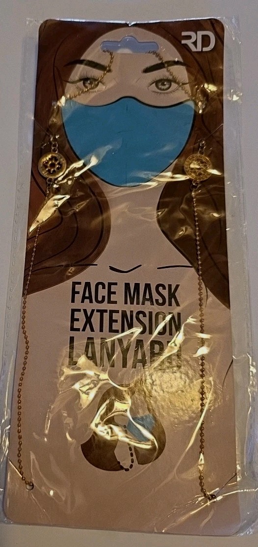 Face Mask Extension Lanyard By Royal Deluxe Accessories, Gold Tone,  One Size