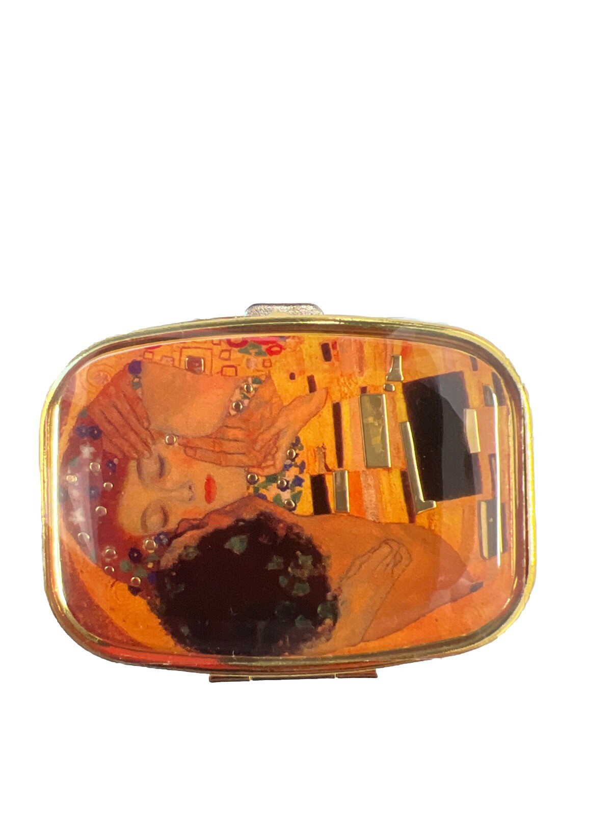Pill Box With Mirror Gustav Klimt * The Kiss * Tablet Box