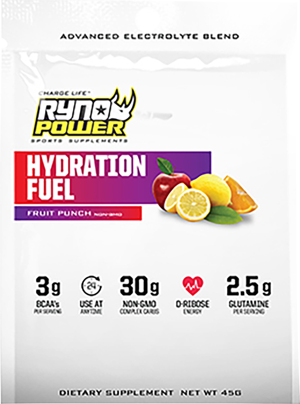 Ryno Power Hydration Fuel Fruit Punch Single Serving Electrolyte Drink