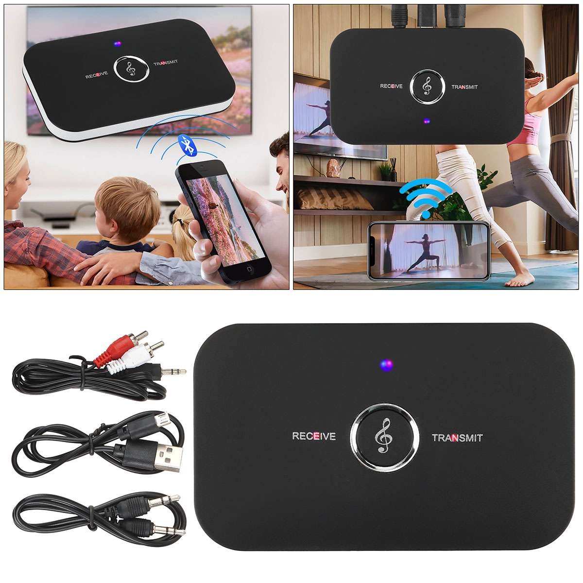 2-IN-1 Bluetooth Receiver & Transmitter Wireless RCA to 3.5mm Aux Audio Adapter