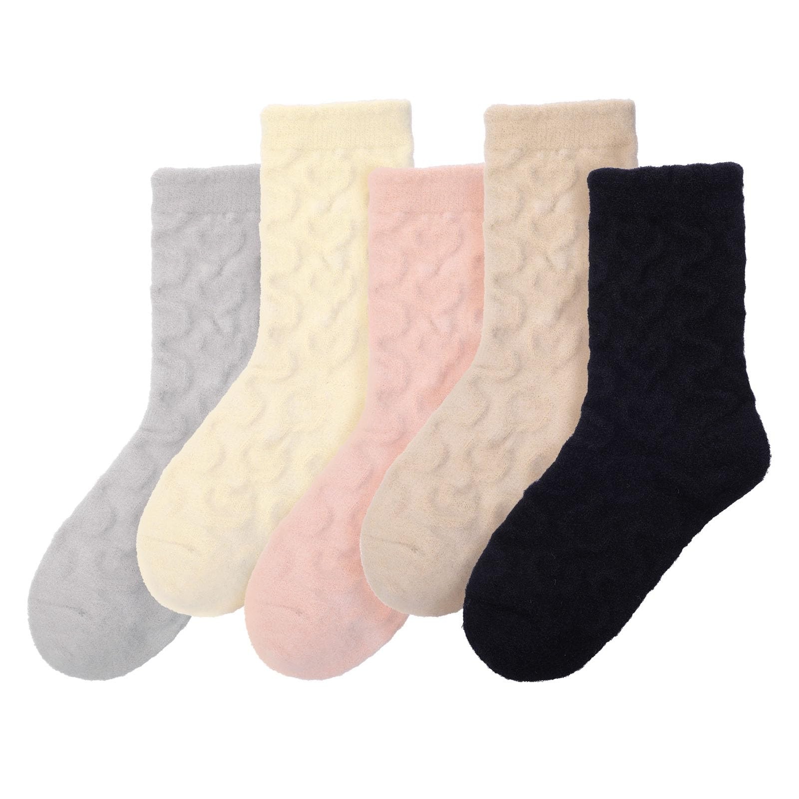 Jspupifip 5 Pairs Fuzzy Socks for Women Fluffy One Size, Mixed Colors