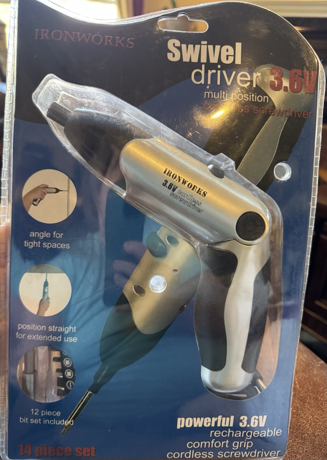Ironworks Swivel Drive Cordless Screwdriver 3.6V 14-Piece Set
