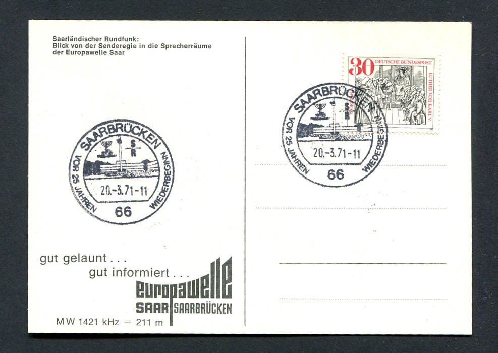 Germany - BRD : Card from 1971 - Saarbrücken - fancy cancels (20.03.1971) - CTO