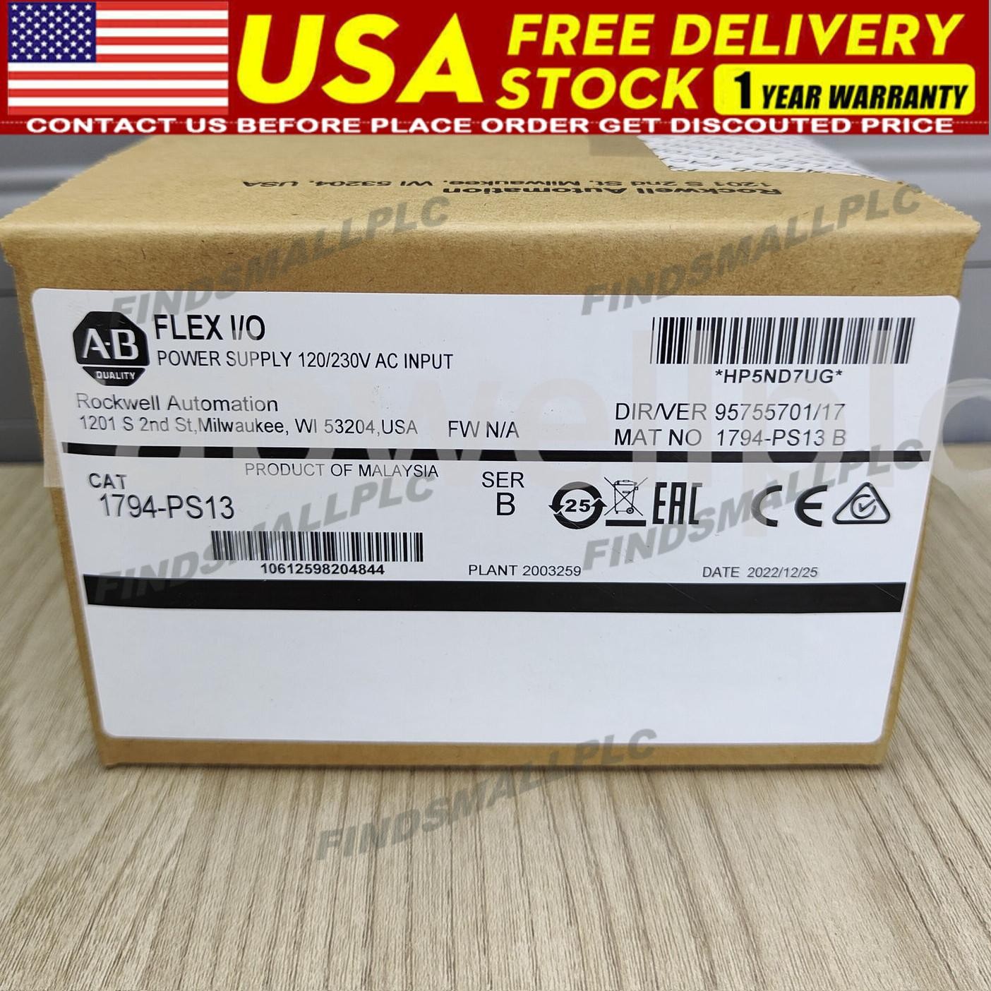 Newest Allen-Bradley 1794-PS13 Power Supply Module Ser B In Box In Stock