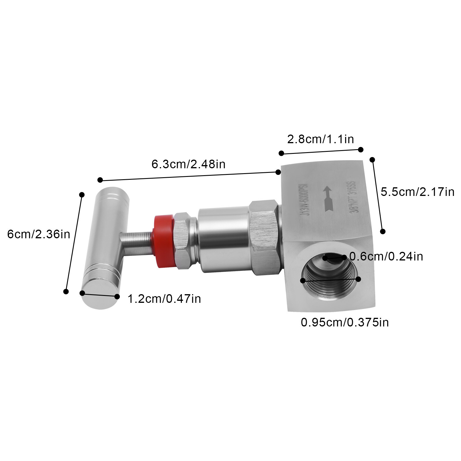 3/8 Inch Straight Needle Valve Stainless Steel Fluid Flow Control Valve 6000PSI
