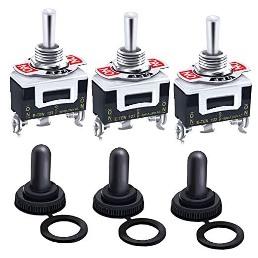 /3Pcs Heavy Duty Rocker Momentary Toggle Switch 16A Momentary (ON)-OFF-(ON)