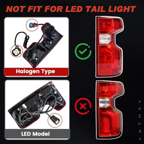 Halogen Tail Light Compatible with 2019-2024 Left Driver Side Halogen Type