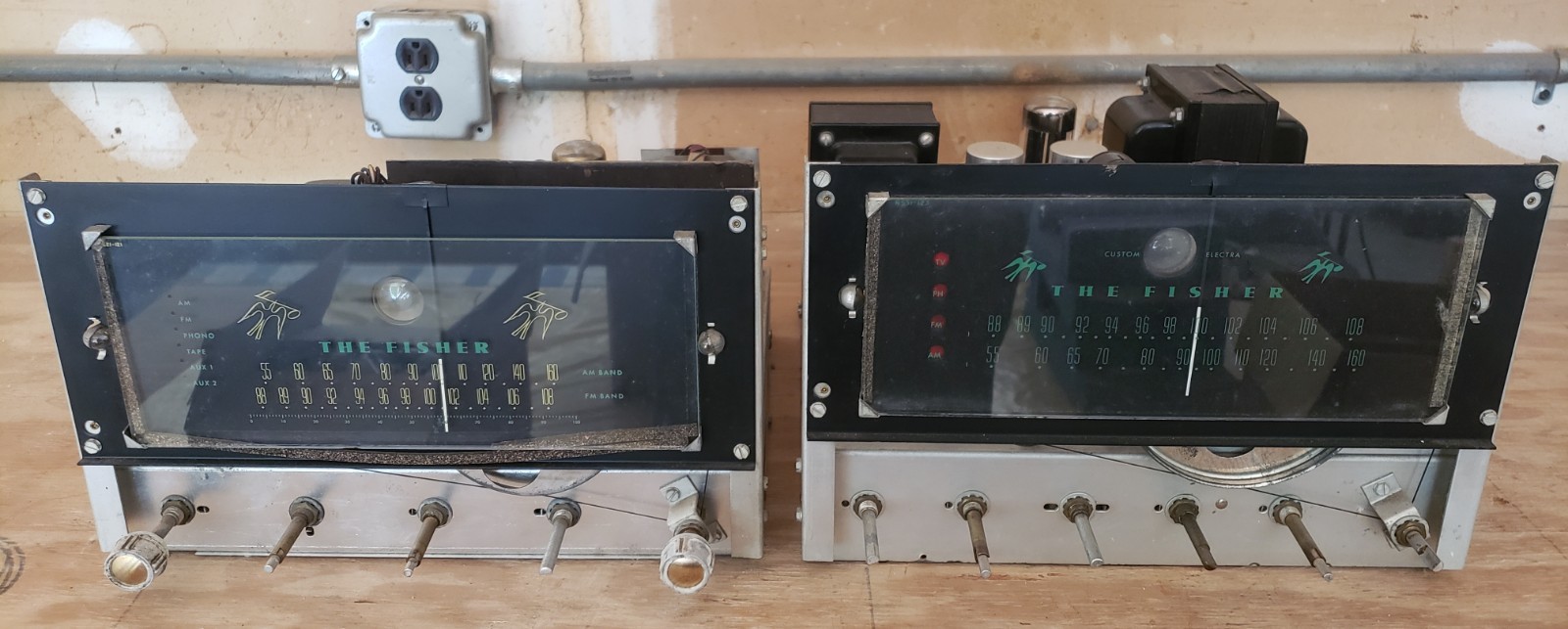 FISHER K100 & K15 Tube AM/FM Mono Recievers,Tuner/Peamp/Amp,w/6V6GT Local Pickup