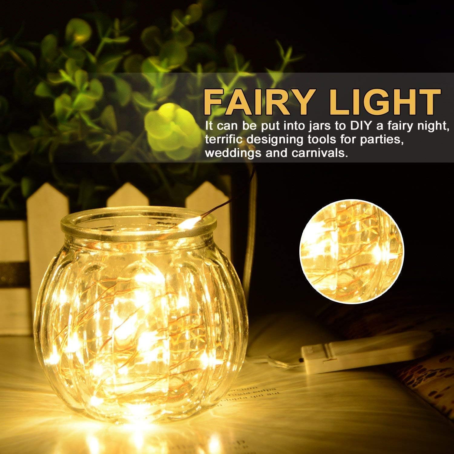 String Lights,Waterproof LED String Lights,10Ft/30 Leds Fairy String Lights