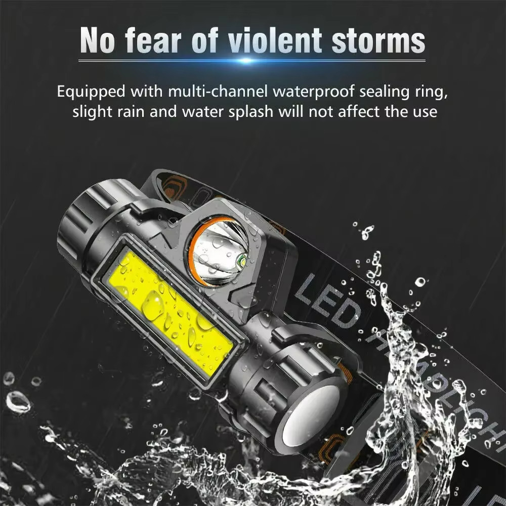 2 Pack USB Rechargeable Waterproof LED Headlamp Headlight Head Light Flashlight