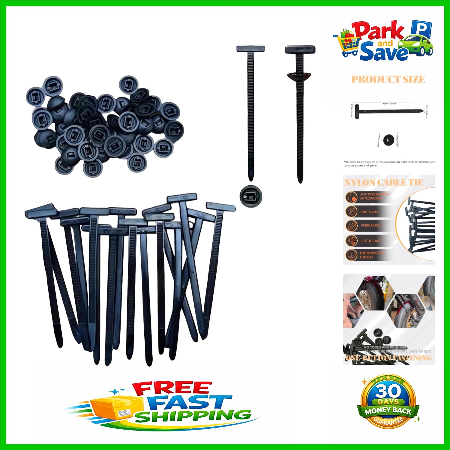 Compact Nylon Cable Tie Set - 20 Pcs Self-Locking Zip Ties for Daily Maintenance