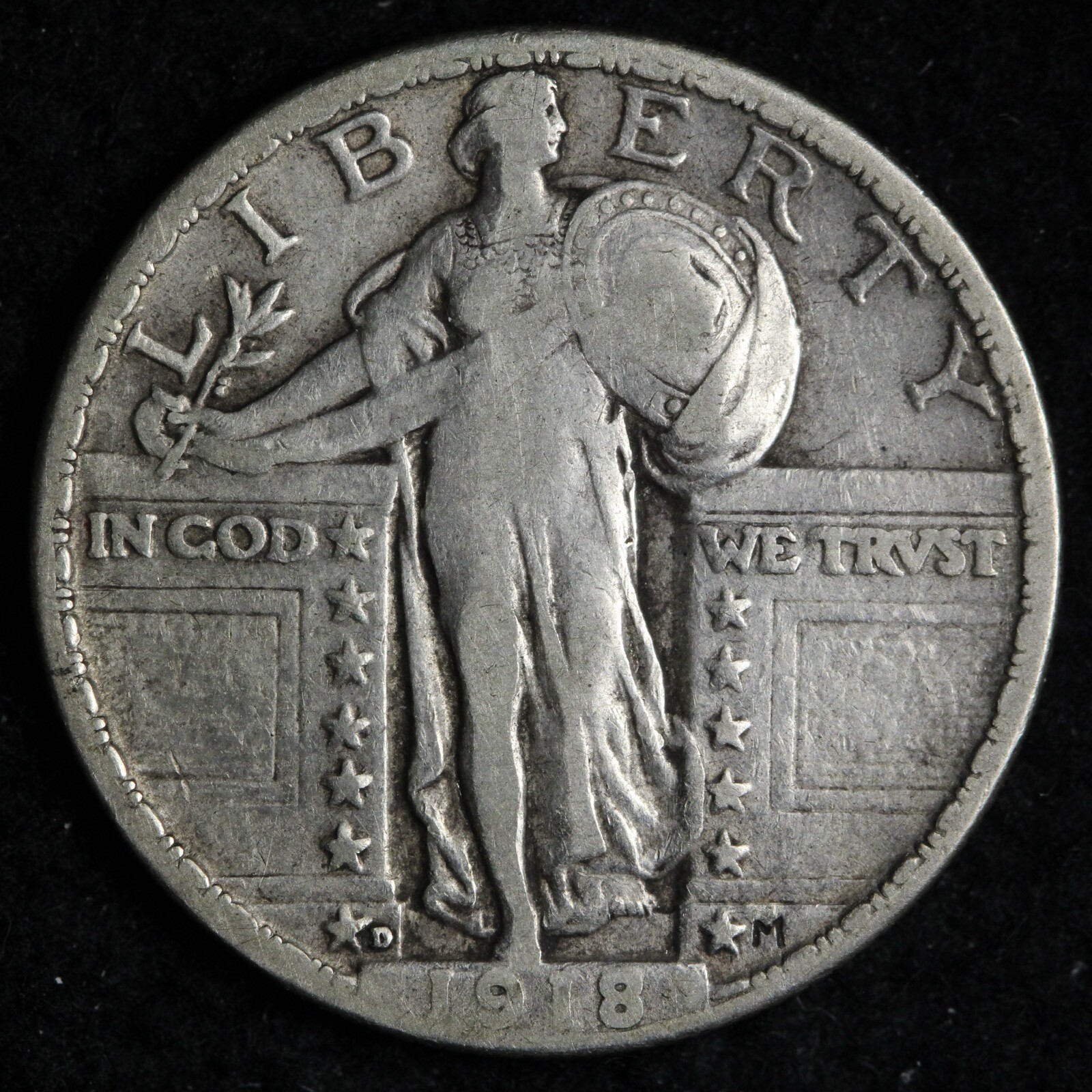 1918-D Standing Liberty Silver Quarter XF E259 KJFK
