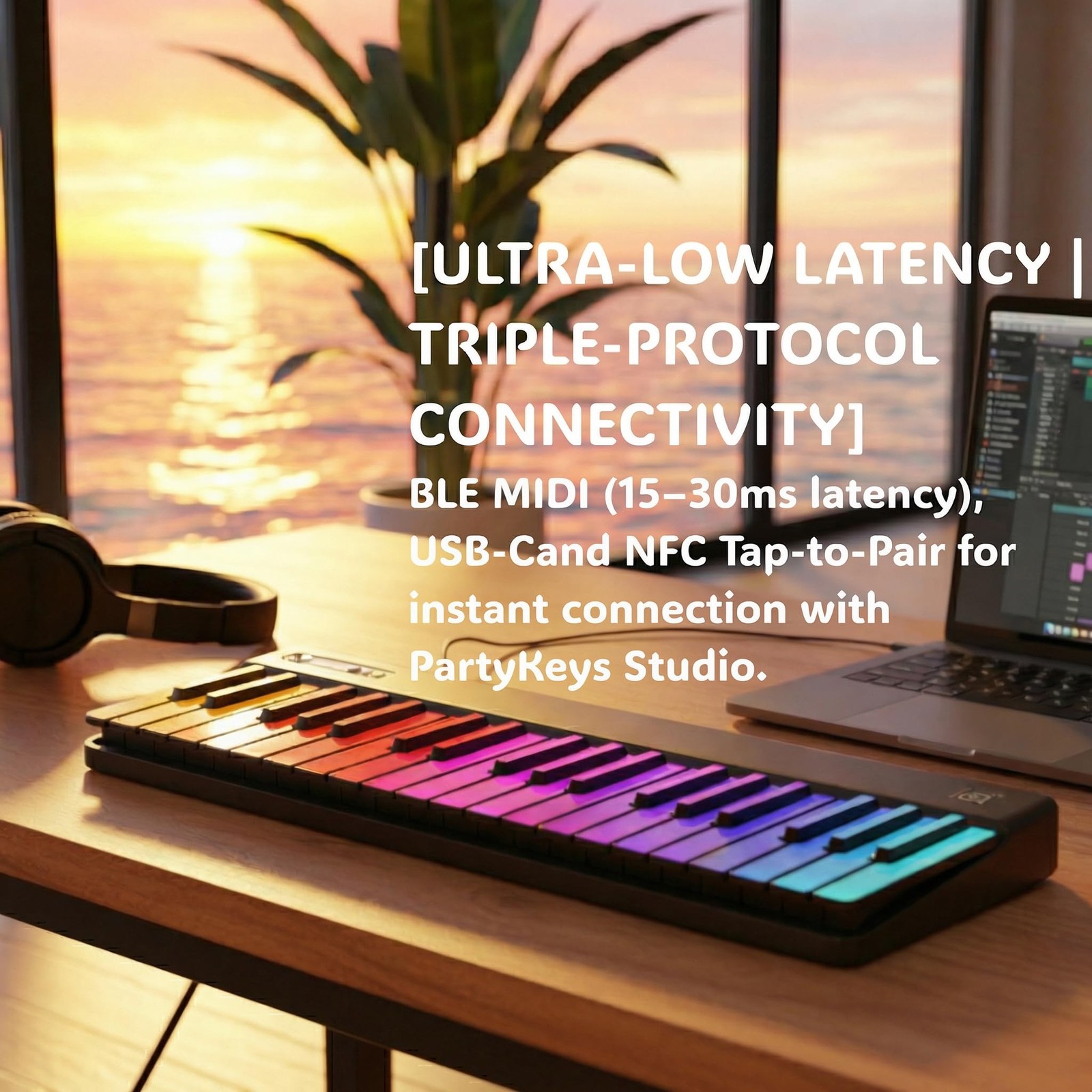 PartyKeys 72-Key Modular MIDI Keyboard Controller Bundle 36 Keys*2, BLACK