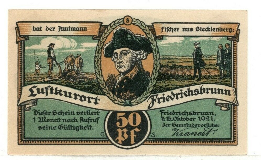 1921 Luftkurort Germany Notgeld 50pf – 3.7” x 2.3”