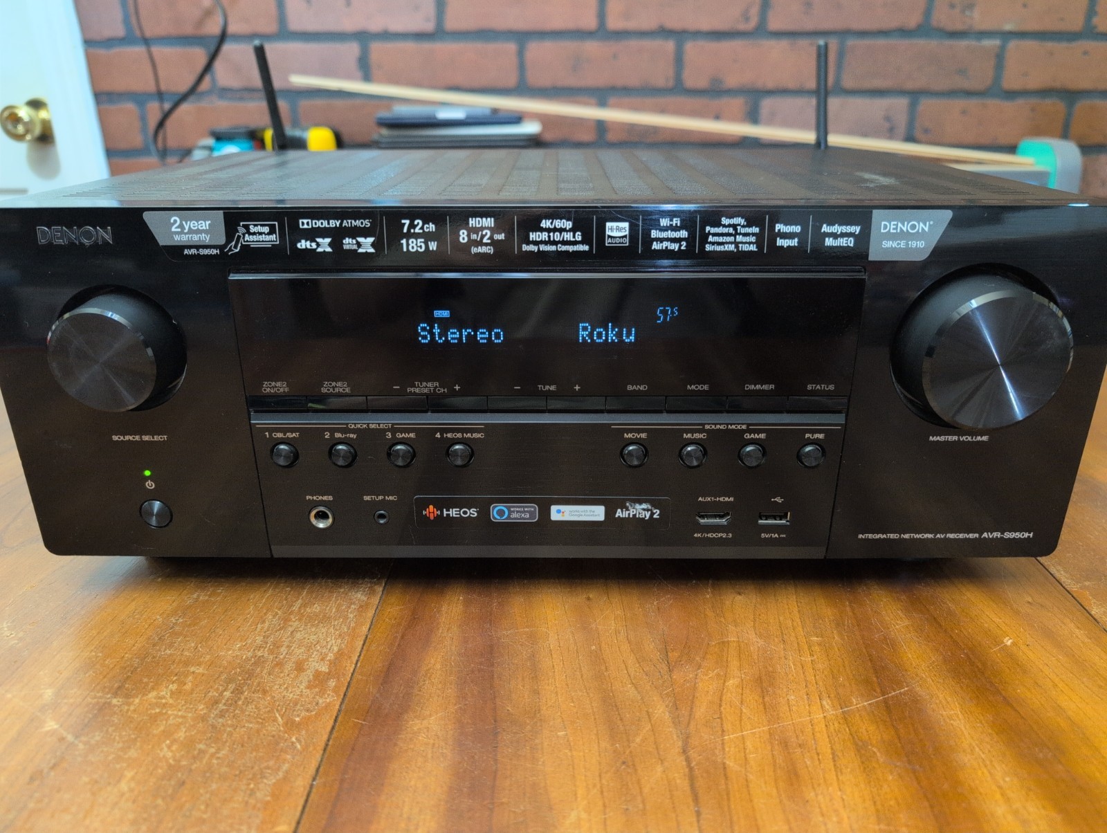 DENON 7.2CH HOME THEATER RECEIVER | AVR-S950H | NO REMOTE Tested/Works