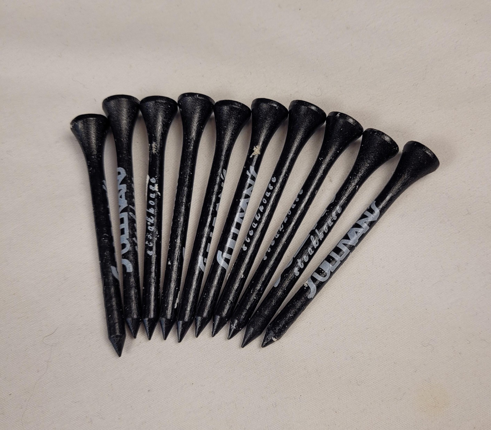 Sullivan's Steakhouse Golf Peg Tee Lot of 10 Black Logo Promotional Advertising