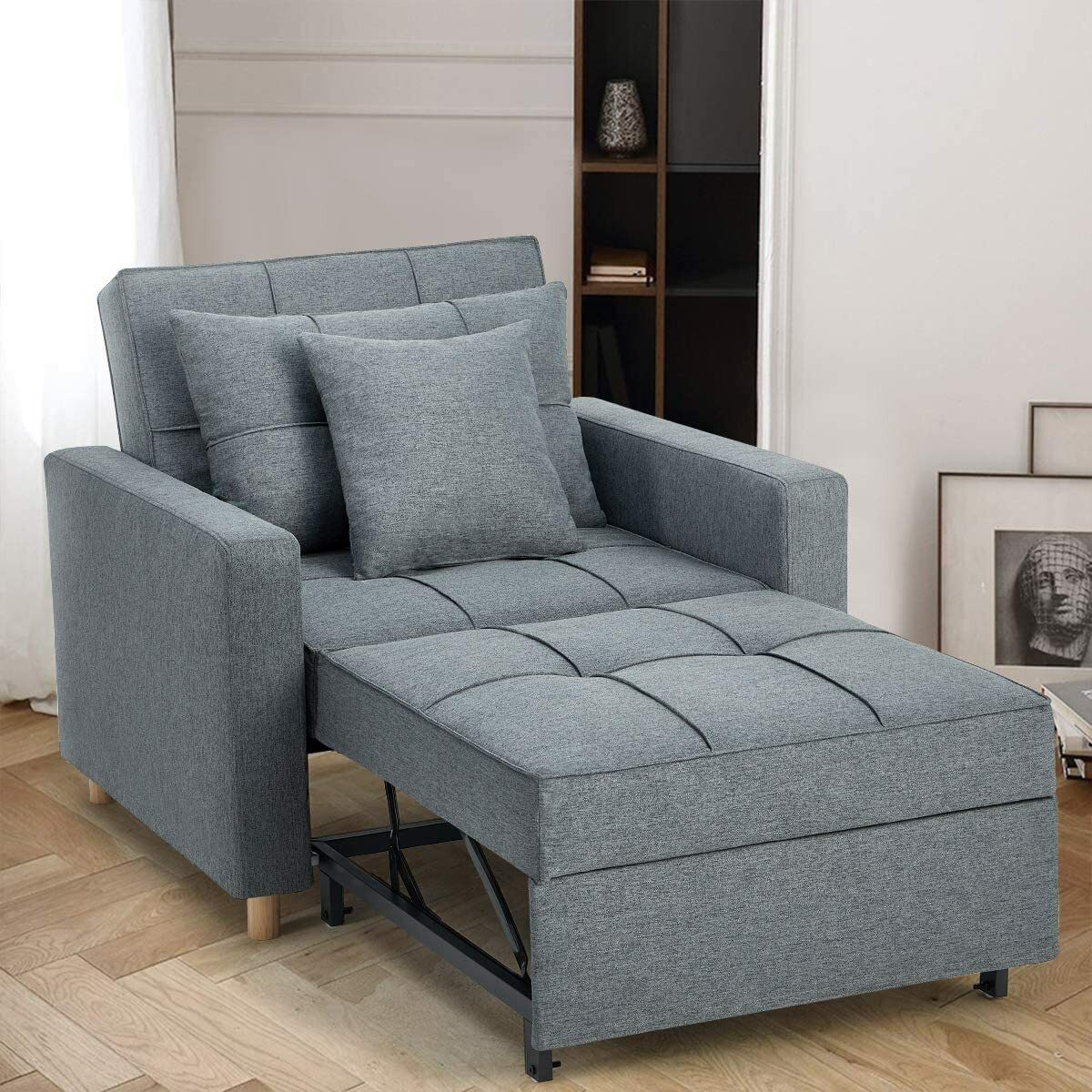 Convertible Sofa Bed 3-in-1 Pull out Arm Chair Folding Recliner Sleeper 5 Color