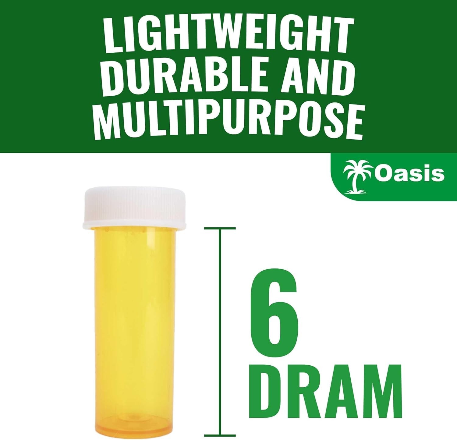 Plastic Amber Medicine Pill Bottles, Push Down and Turn, 6 Dram, 25 Pack