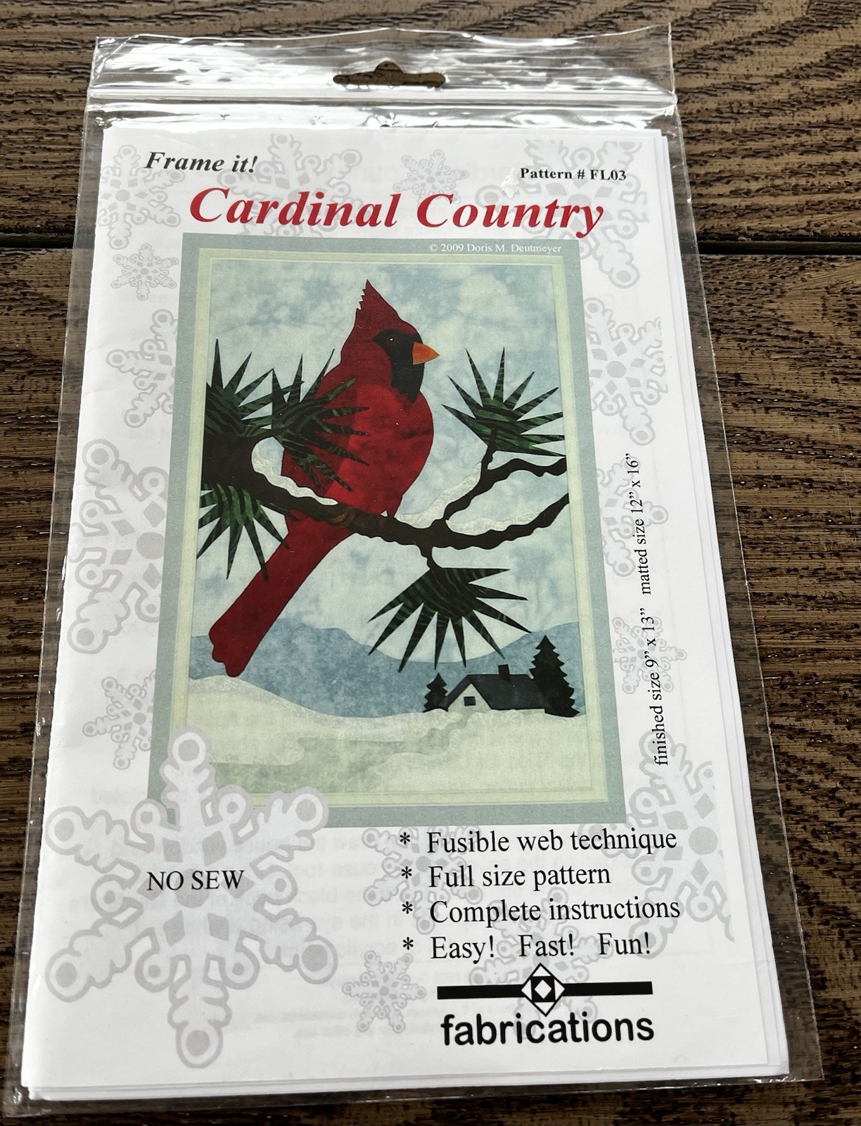 Cardinal Country Fusible Web Technique Appliqué No Sew Pattern NEW