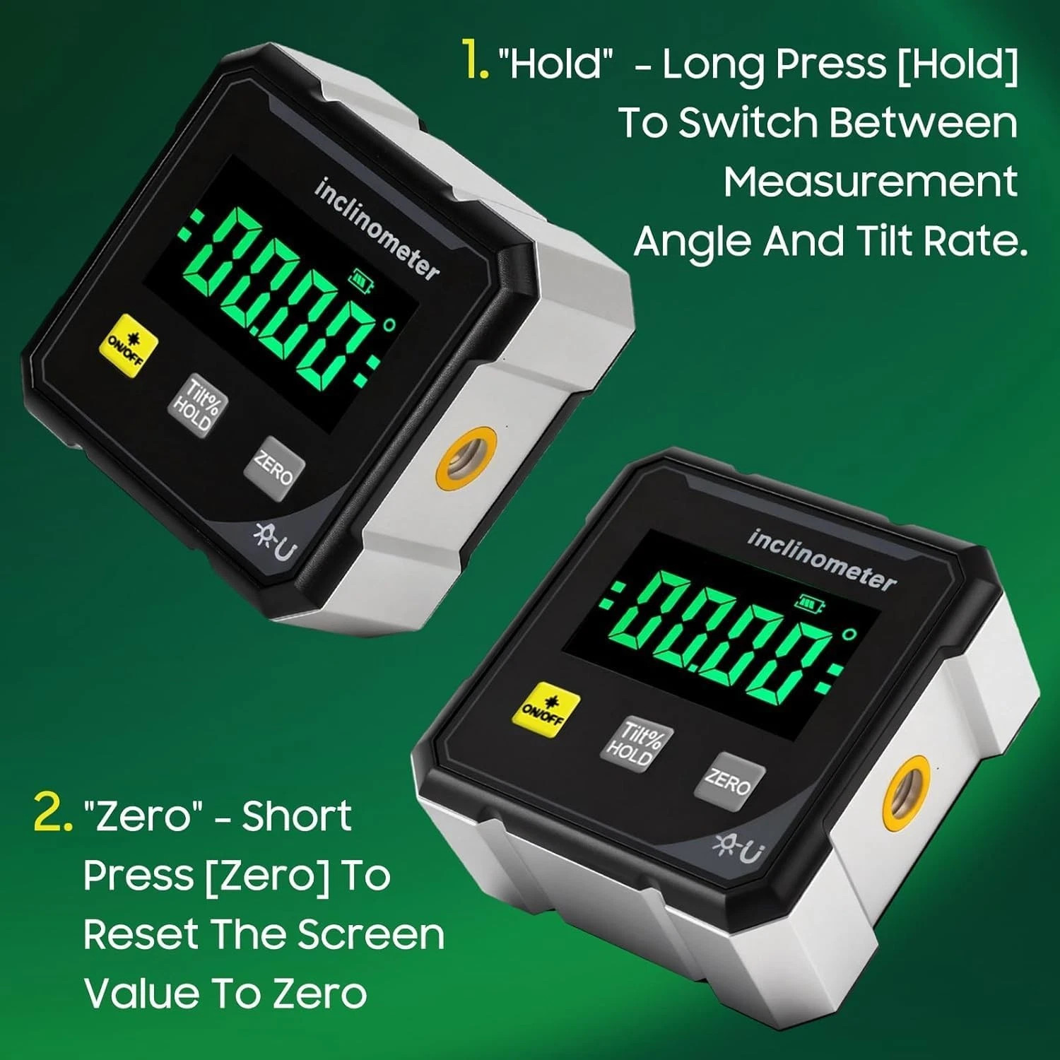 1pcs Digital Laser Angle Finder inclinometer,Protractor Tool,4×90° High Accuracy
