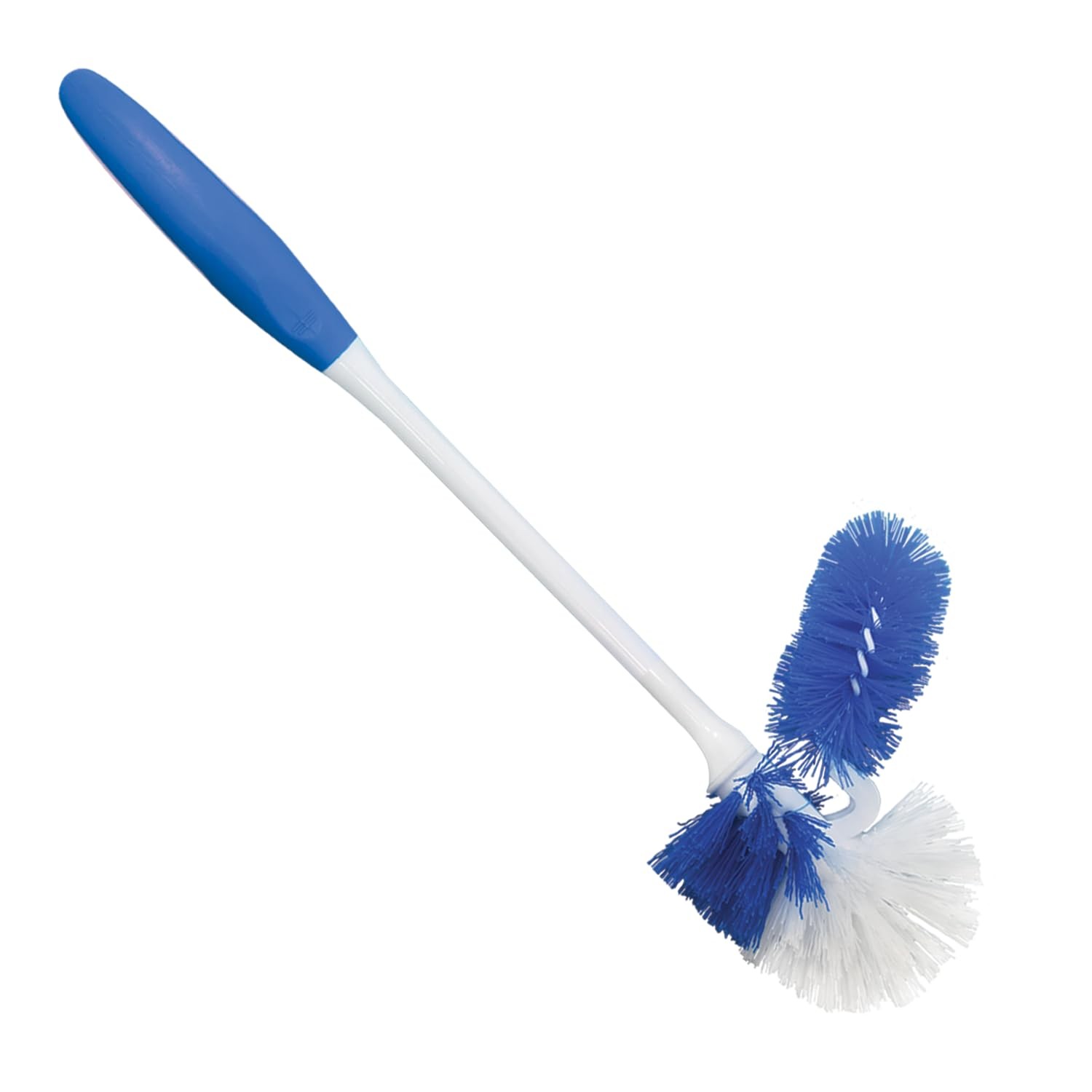 LOLA Classic Toilet Brush w/Under-The-Rim Scrubber, 1 Count, White & Blue