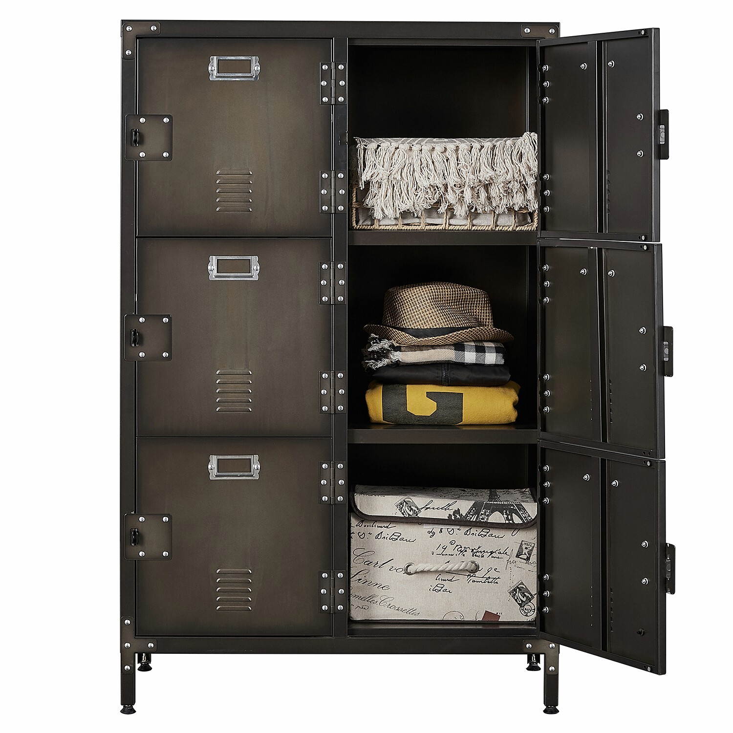 6 Door Metal Storage Cabinets 47" Employees Steel Locker Cabinet for Home office