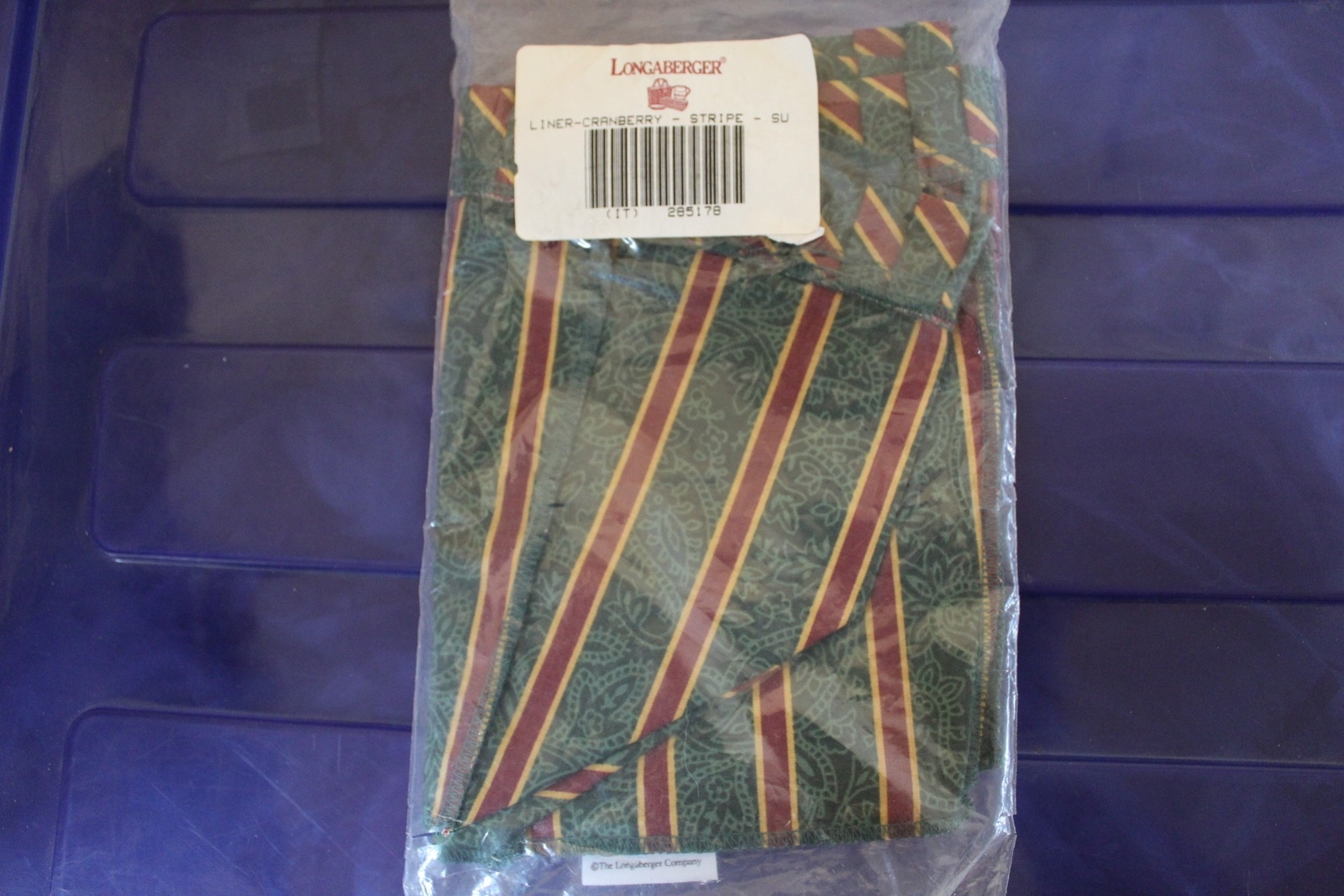 Longaberger 1995 Christmas Cranberry Basket Imperial Stripe SU Liner #2851708
