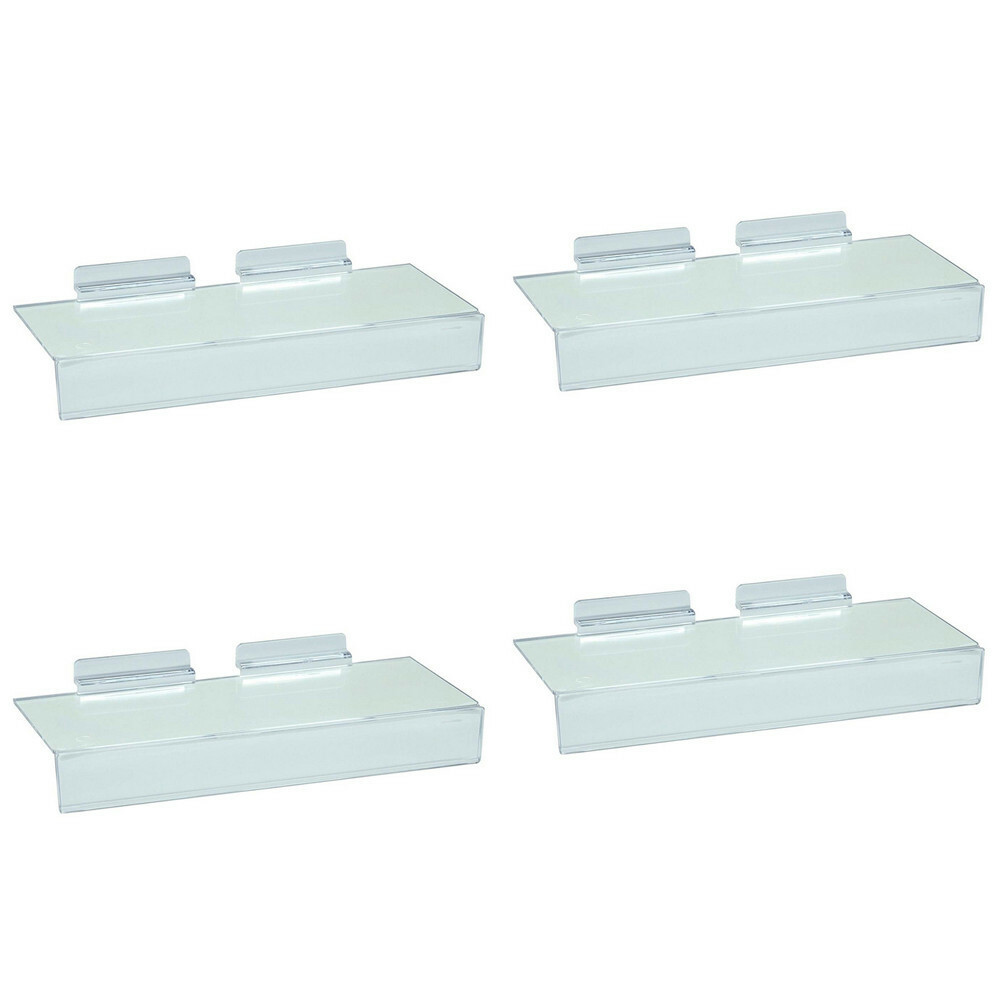 4'' x 10'' Slatwall Clear Acrylic Shoe Shelf 1''H Sign Holding Slot