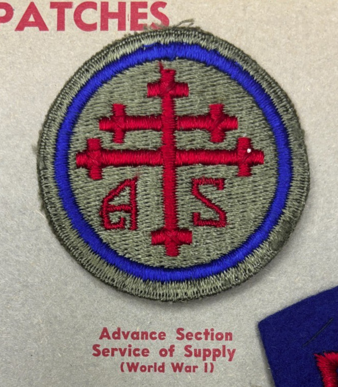 Kay Adams Coll 40's made WW1 Service Of Supply Advance Section Patch Inv# KA318