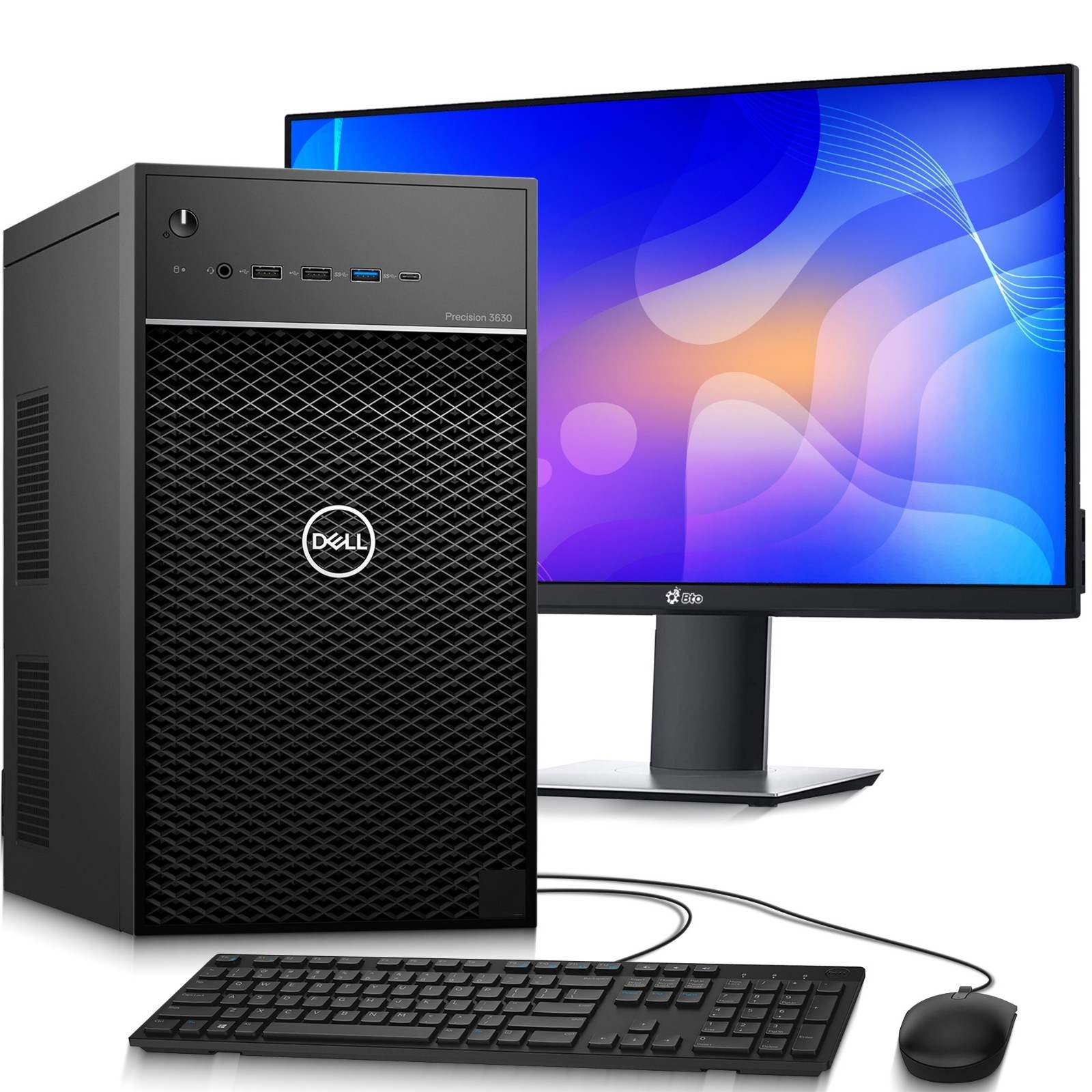 Dell Precision 3630 Tower PC, i7-8th 16GB Ram 1TB SSD 24" Built-in-Wi-Fi Win 11