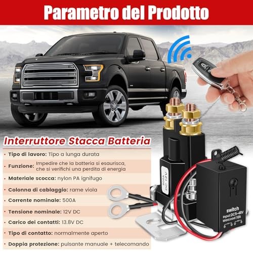 Battery Disconnect Switch 12V Remote Battery Kill Switch Anti 500A Upgrade