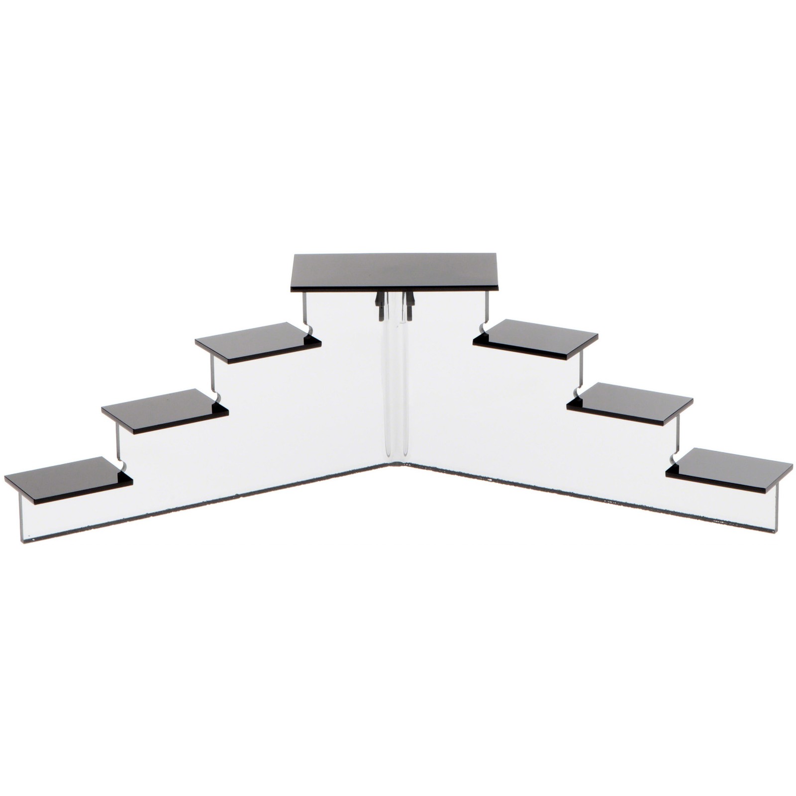Plymor Black Acrylic (Mirrored) 7-Item Mini Stairs, 4.125" H x 14.75" W x 6" D