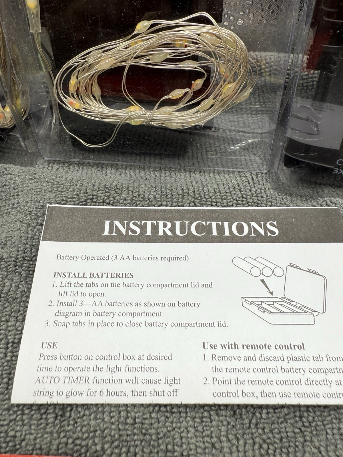 Winter Lane Remote Control Light Strings 3 Pack of 10 Foot Strings with Remote
