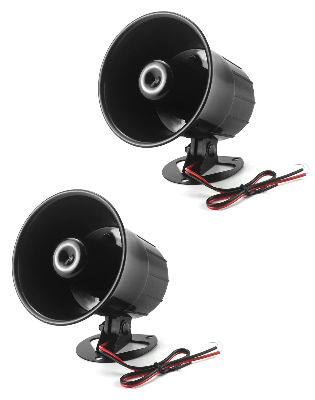 QWORK Electric Siren Horn, 2 Pack DC 12V Security Loud Wired 2 Pack, Black