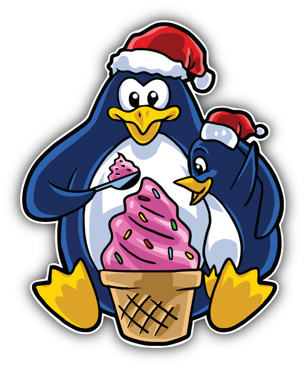 Penguin Ice Cream Car Bumper Sticker Decal  -  ''SIZES''