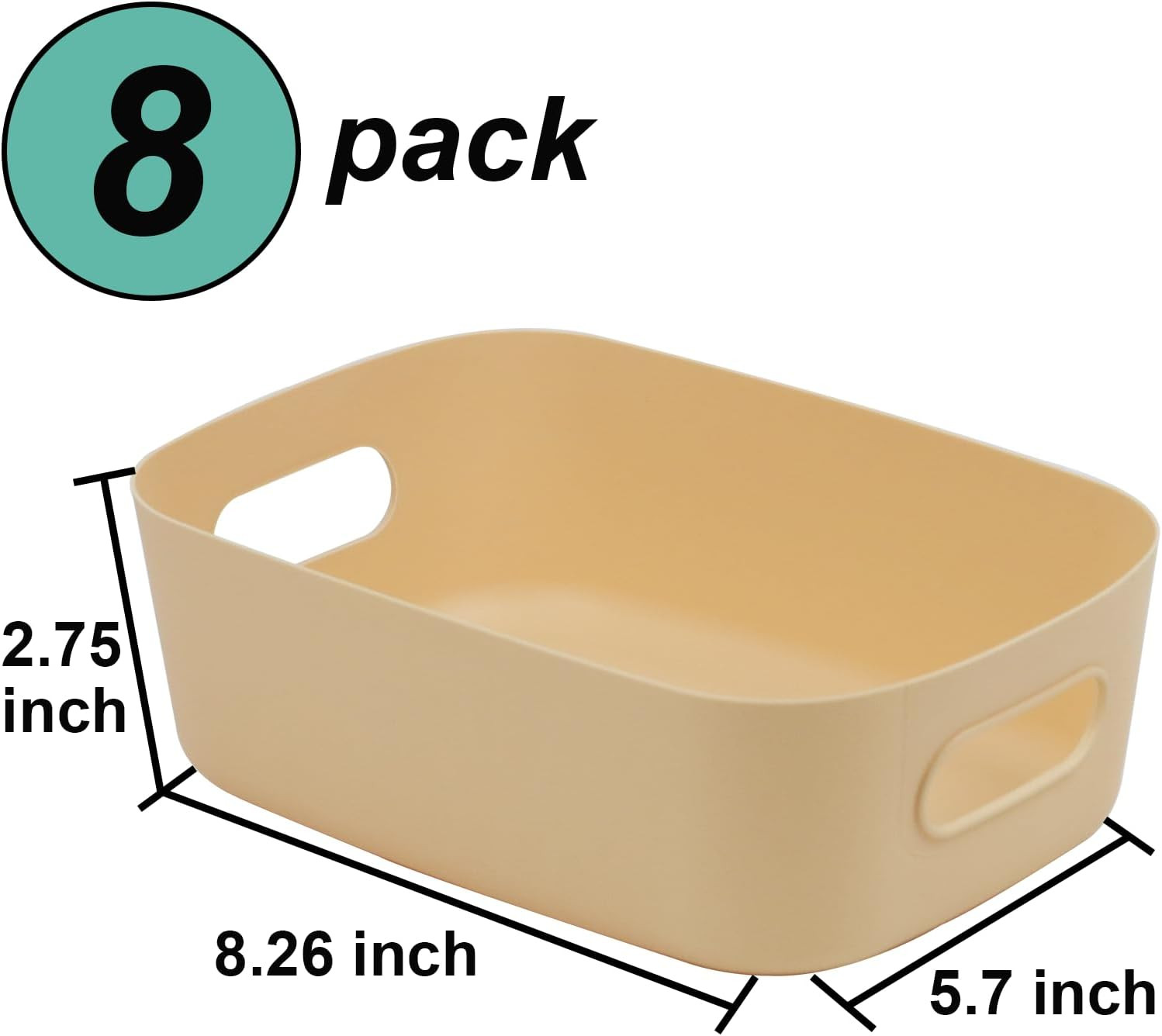 8 Pack Small Drawer Organizer Bins, Plastic Storage Bins Storage Containers for