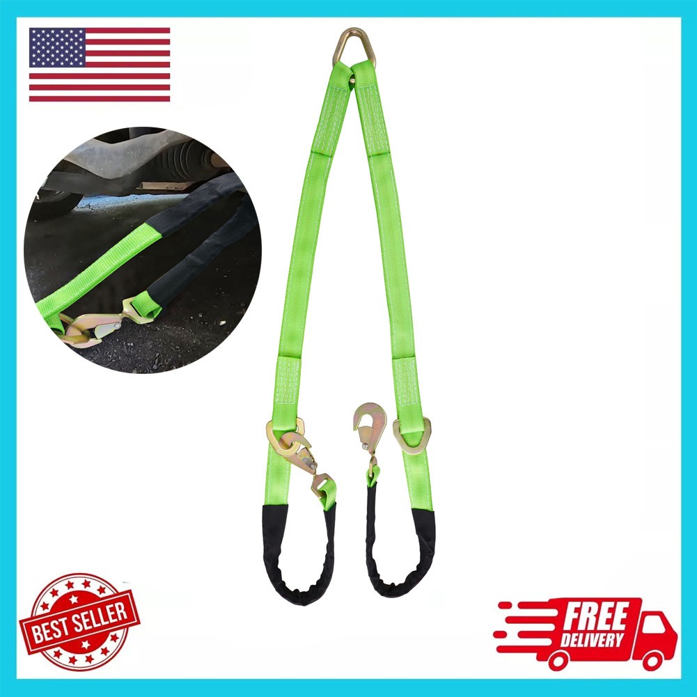 V-Bridle Recovery Strap 2"x4' w/Snap Hooks w/ Cordura Sleeve & Axle Straps Tow