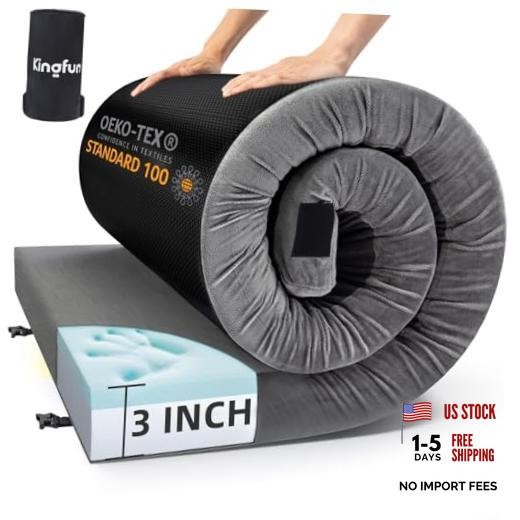 3 Inch CertiPUR-US Memory Foam Camping Mattress Single 75" X 30" X 3 inch Gray